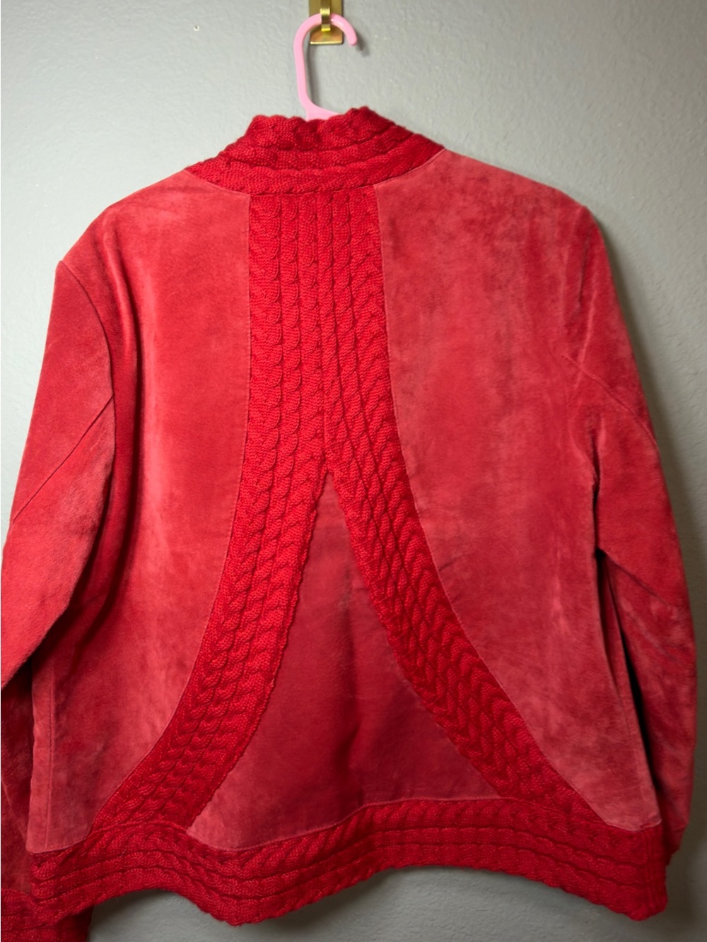 Coldwater Creek Red Leather shell Cardigan with Braided Trim - Picture 6 of 6